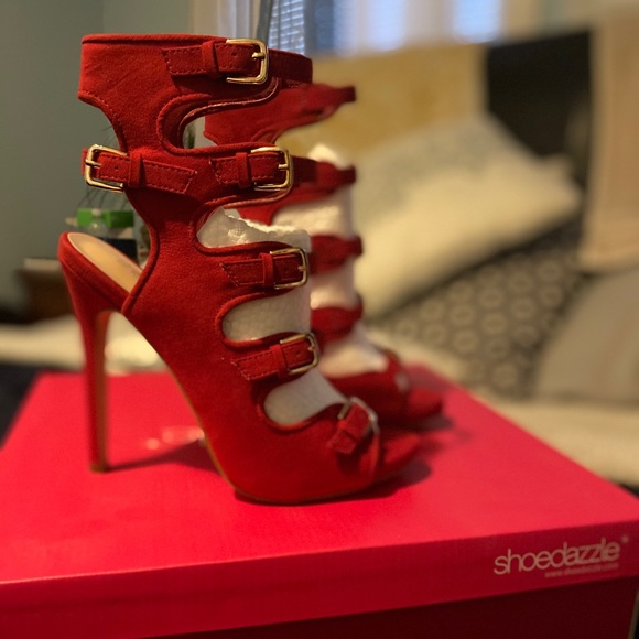 Rosselyn Red Heeled Sandal - Picture 5 of 11